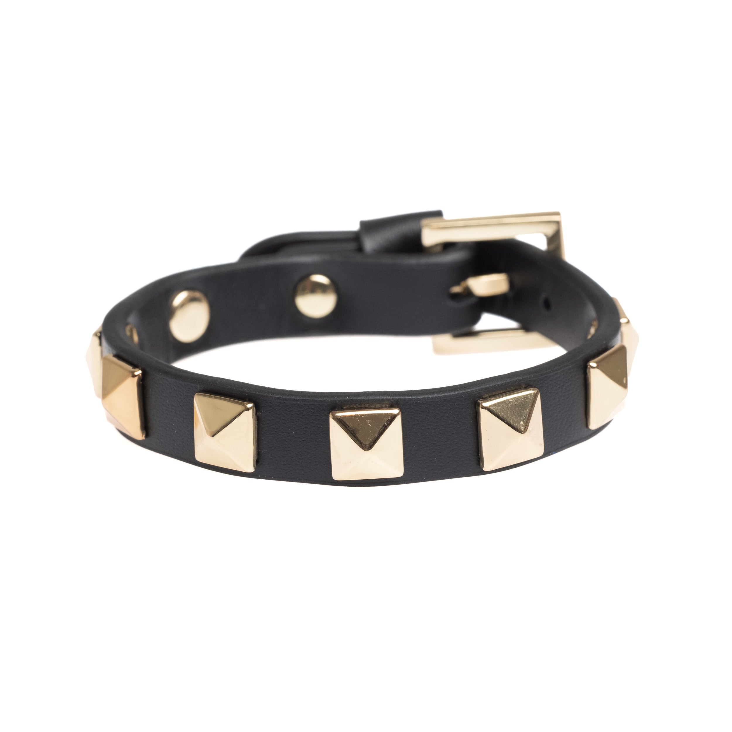 Dark Leather Stud Armbånd