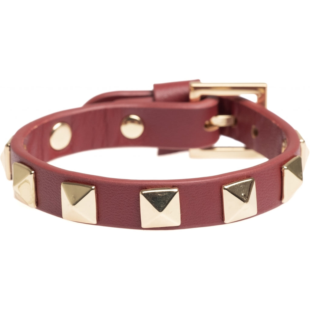 Dark Leather Stud Armbånd