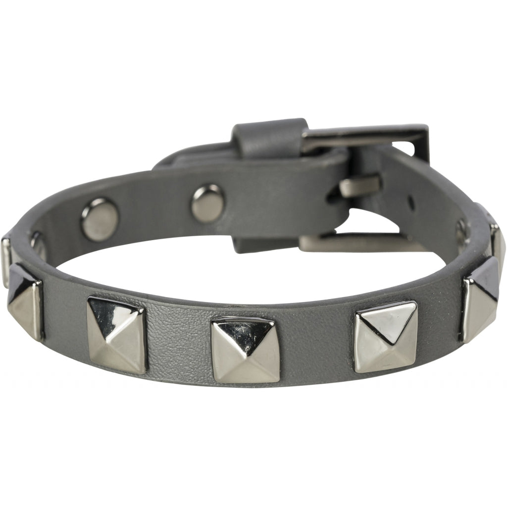 Dark Leather Stud Armbånd