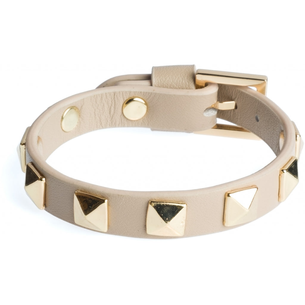 Dark Leather Stud Armbånd