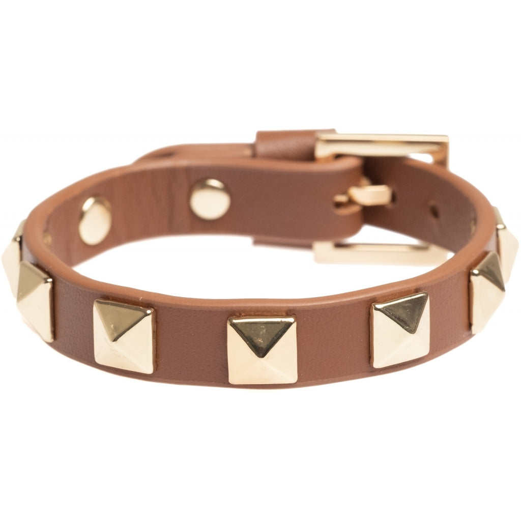 Dark Leather Stud Armbånd