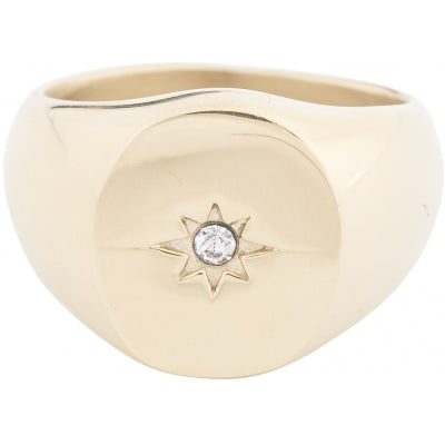 Dark Oval Signet Ring W/Star