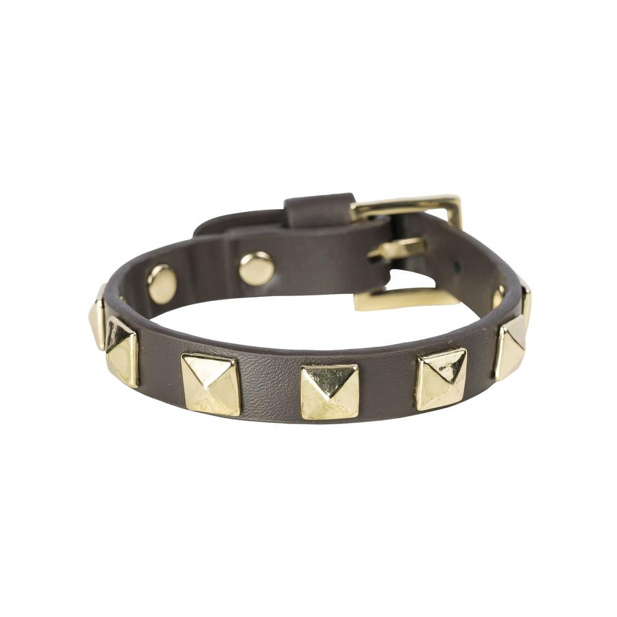 Dark Leather Stud Armbånd