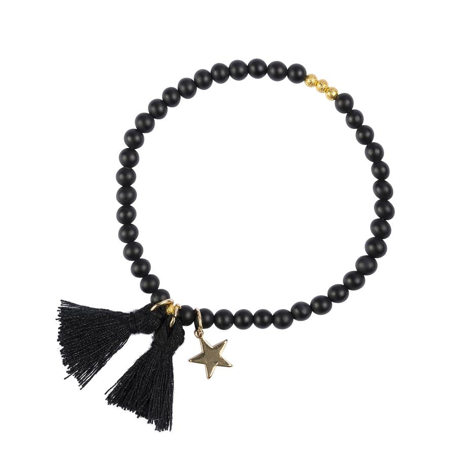 Dark Stone Bead Armbånd 4 mm