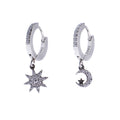Dark Star & Moon Hoops w/ Crystals
