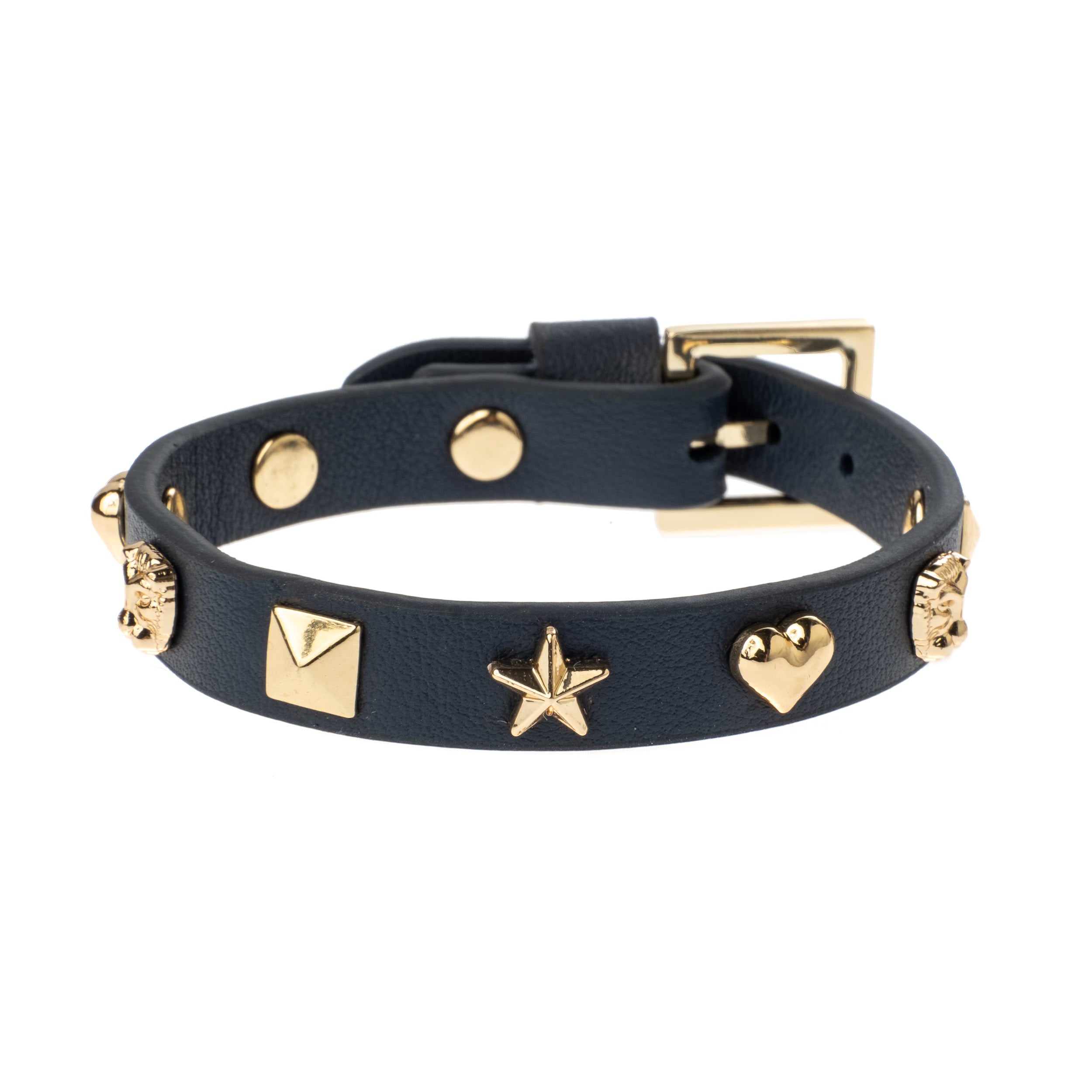 Dark Leather Stud Armbånd