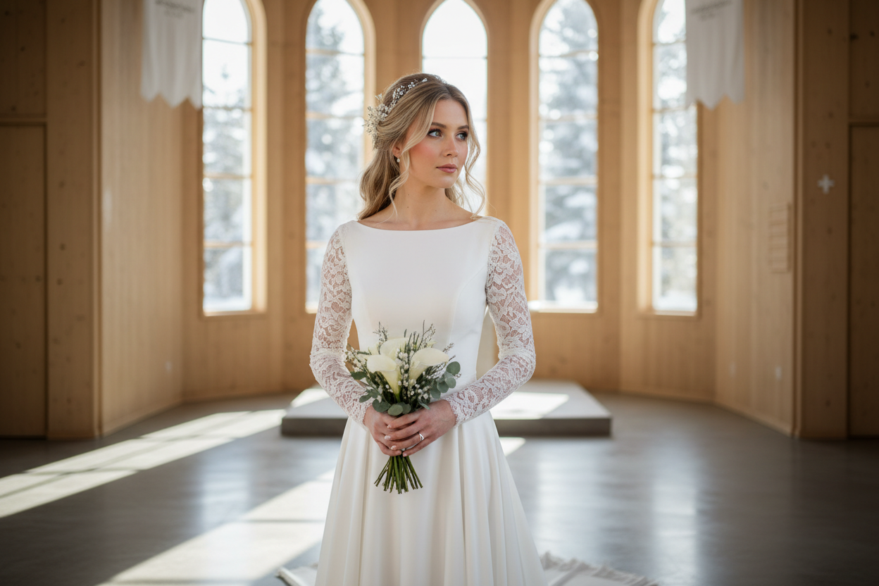 A nordic or Scandinavian bride with beautiful hair