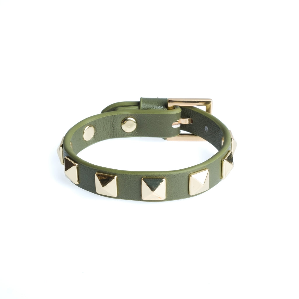 Dark Leather Stud Armbånd