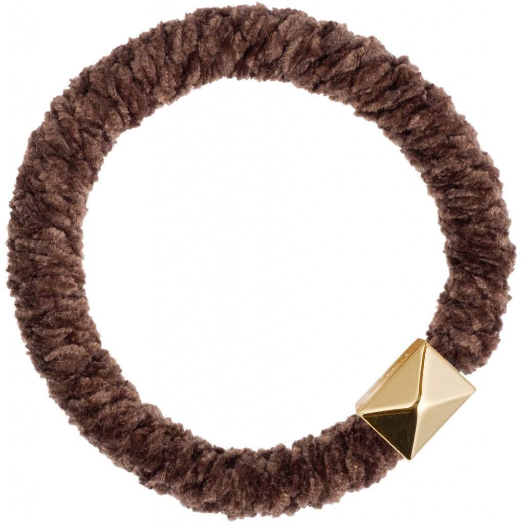 Dark Fluffy Fat Hårstrikk med gulldetalj