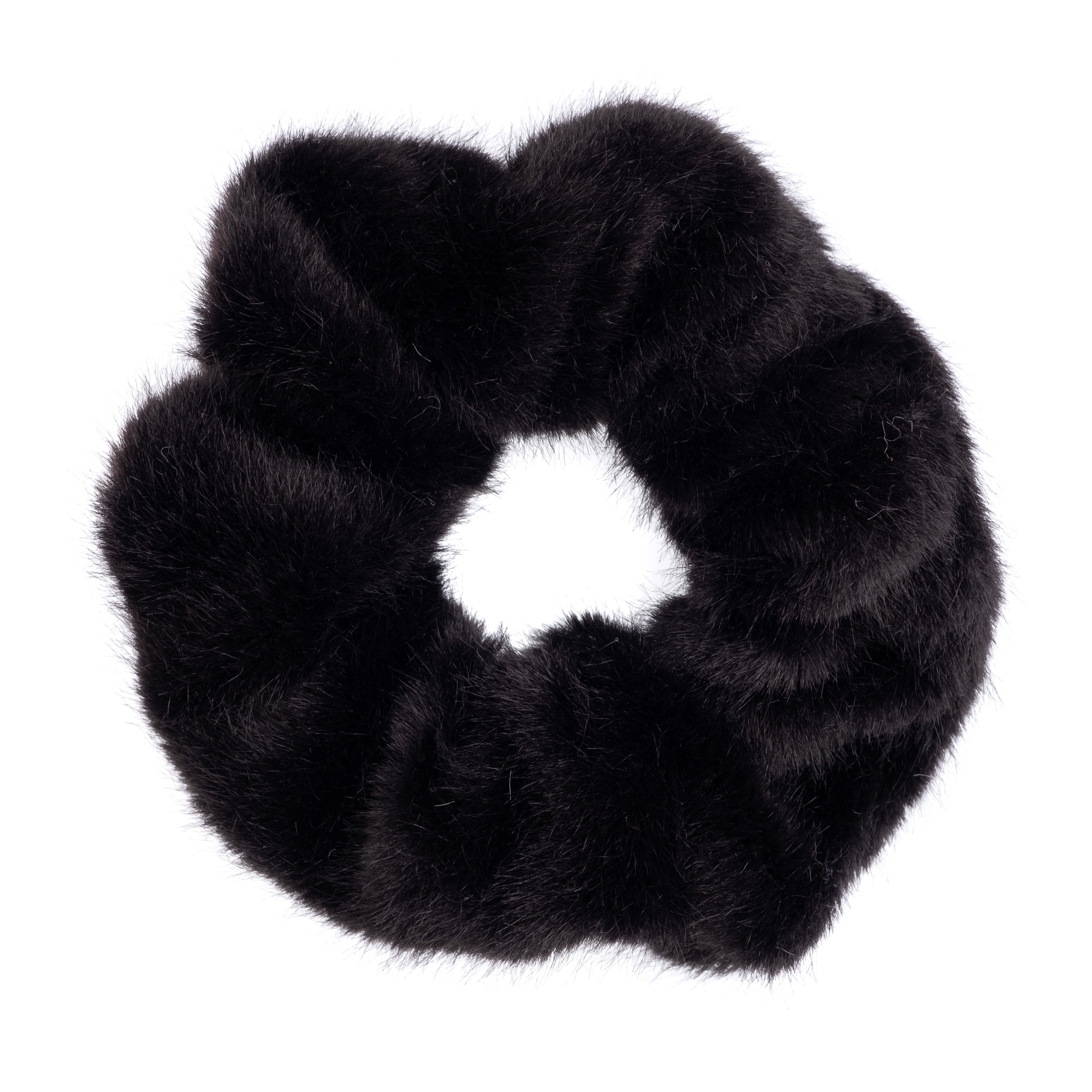 Dark Faux Fur Scrunchie