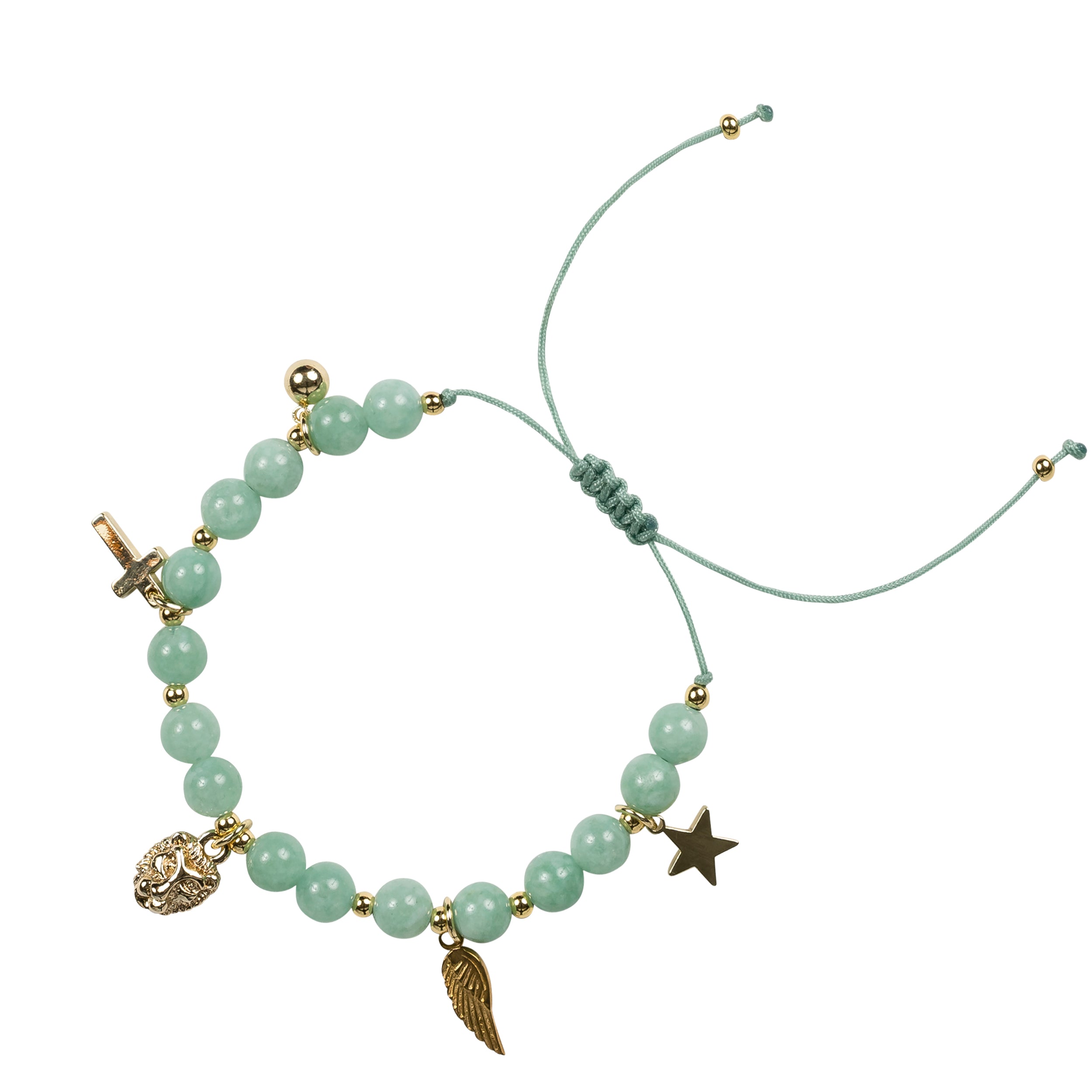 Dark Stone Bead Armbånd m/ Charms