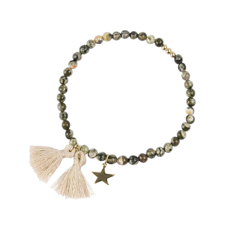 Dark Stone Bead Armbånd 4 mm
