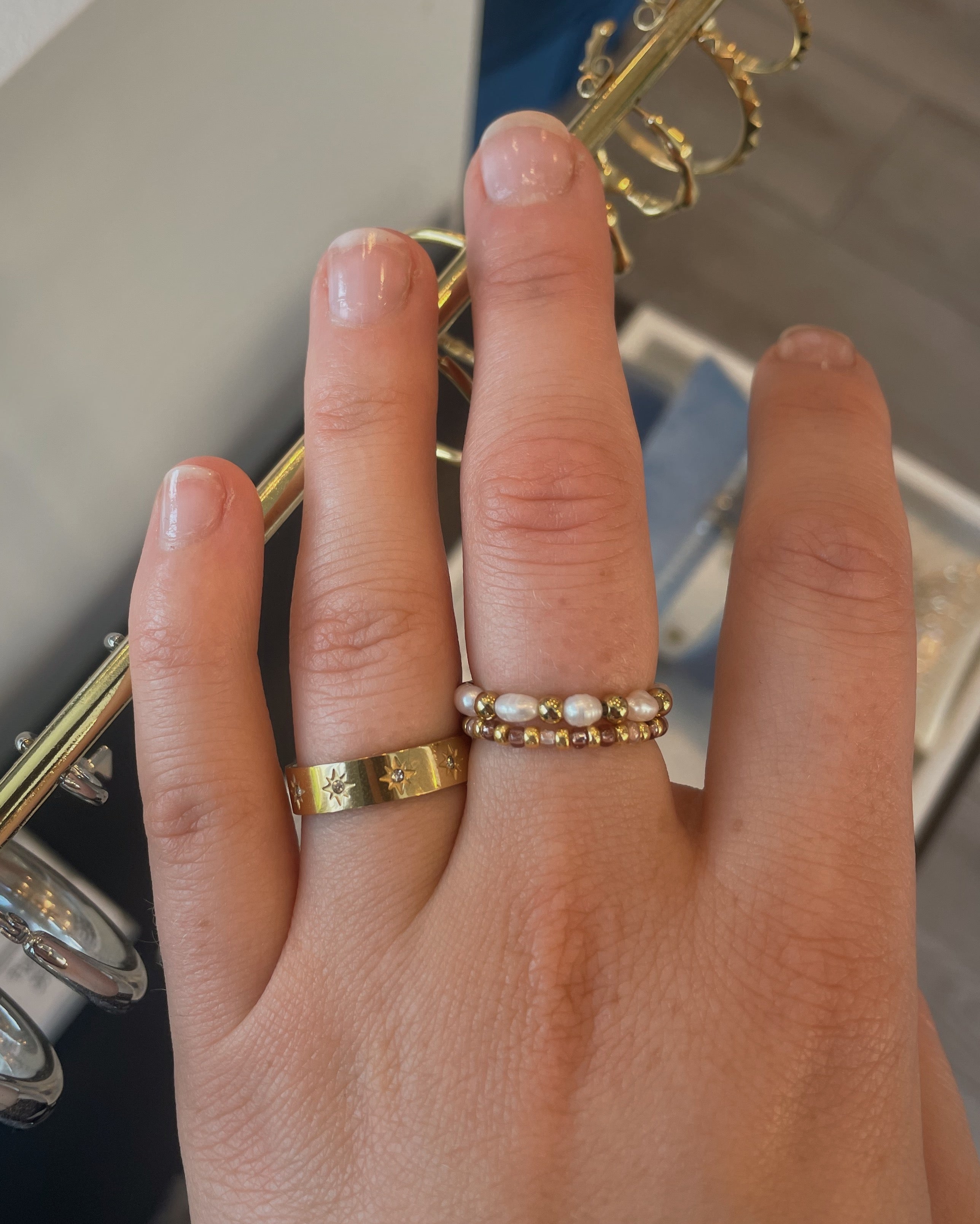 Dark Glass Bead Ring